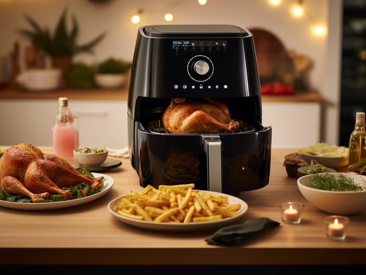 A sleek black Ninja Air Fryer towering above all others in size, with a massive cooking capacity and glistening exterior.