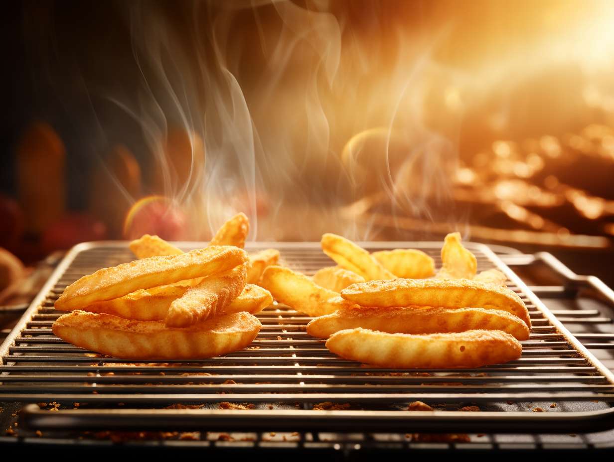 Comparison between perfectly golden crispy french fries and evenly baked cookies with a soft and chewy center