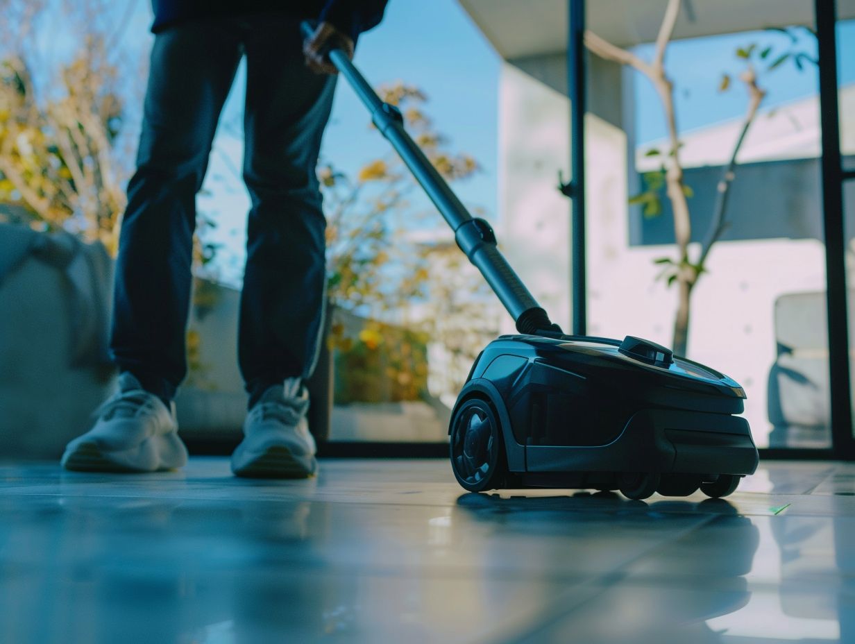 person effortlessly maneuvering a lightweight vacuum cleaner around a room