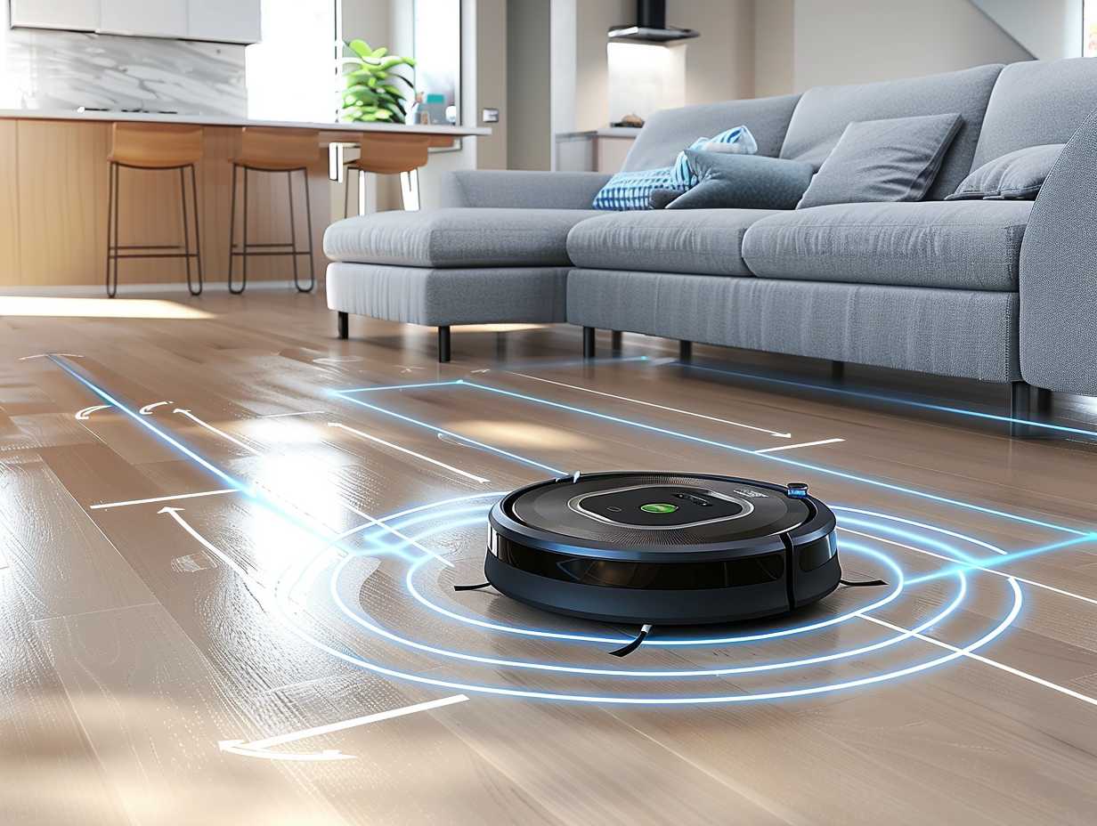 Robotic vacuum navigating around obstacles with map-like overlay