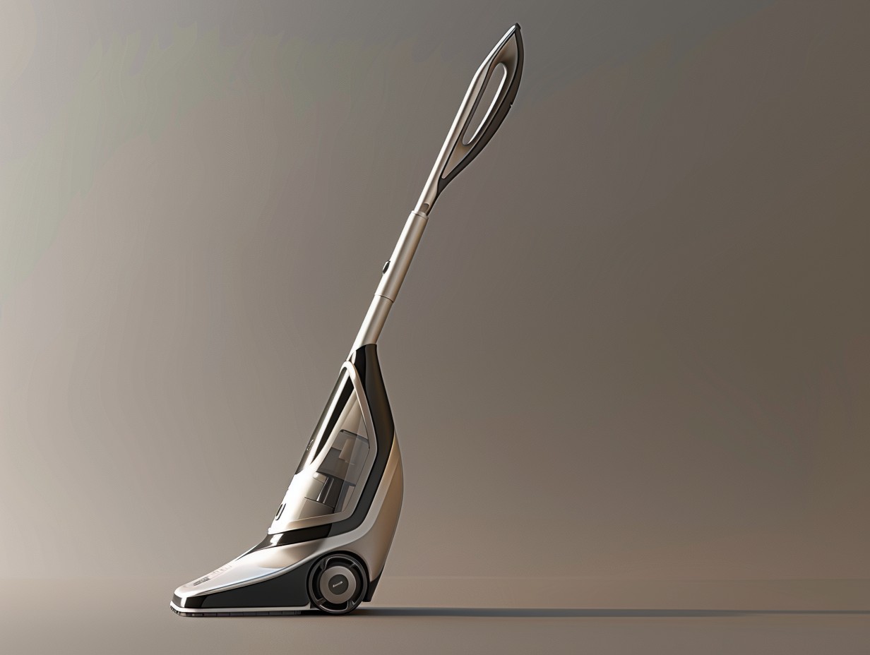 Sleek and modern vacuum cleaner with metallic finish and innovative attachment tools