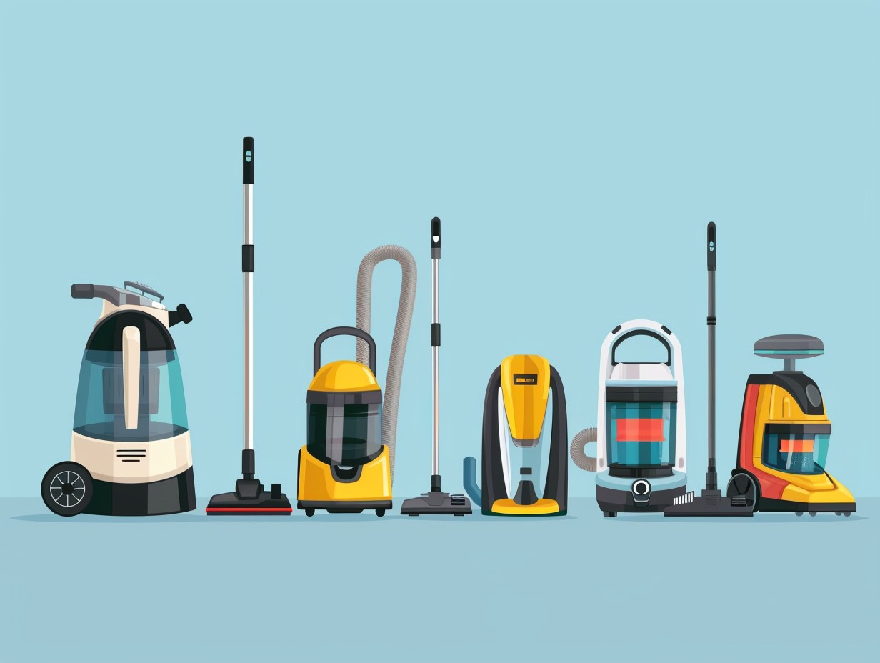 A variety of vacuum cleaners with different dust capacity sizes ranging from small handheld devices to large canister vacuums