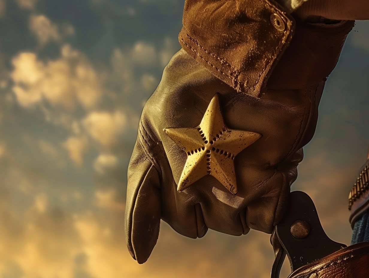 Close-up of a chimney sweeps hand holding a Texas state license with a golden star emblem, against an open sky with wispy clouds.