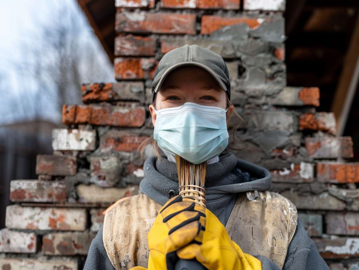 Person in Washington State wearing protective gear while cleaning a chimney