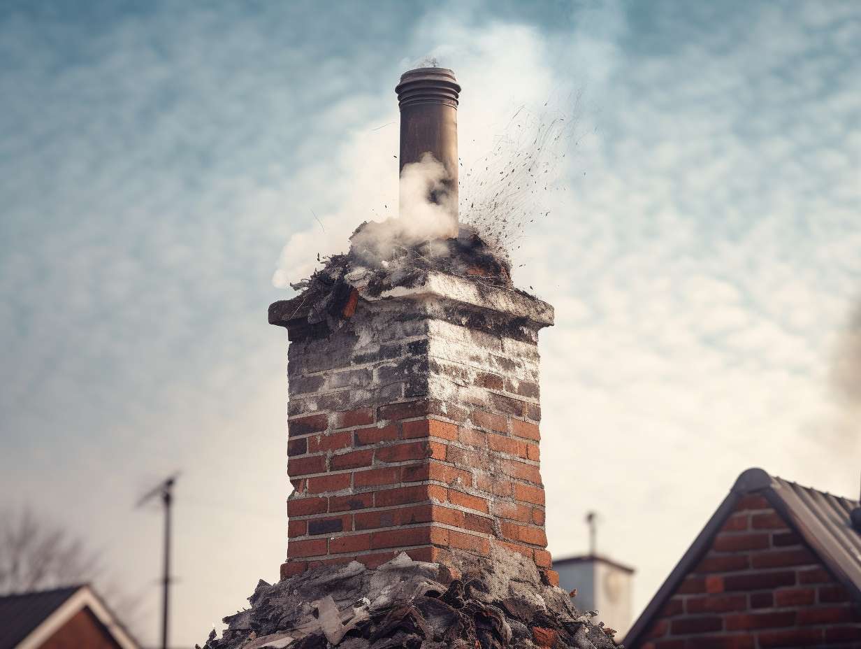 Comparison of a dirty sootcovered chimney with a clean wellmaintained chimney to showcase the importance of regular cleaning and maintenance