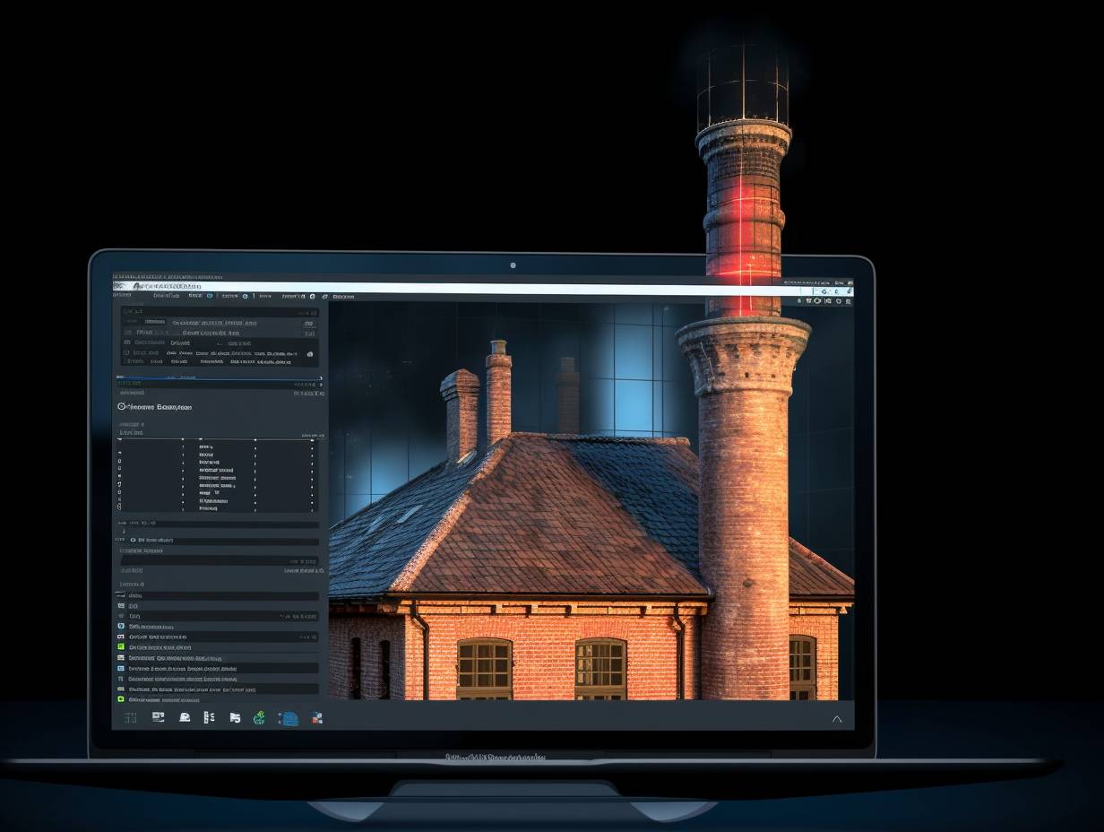 Digital interface overlay displaying real-time inspection data for chimney maintenance and repair.