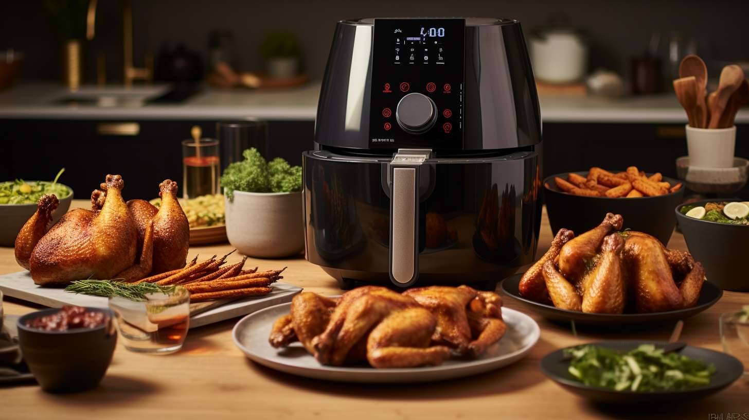 A variety of delicious dishes prepared effortlessly in the Qt Vs 6 Qt Air Fryer, including crispy chicken wings and perfectly roasted vegetables.