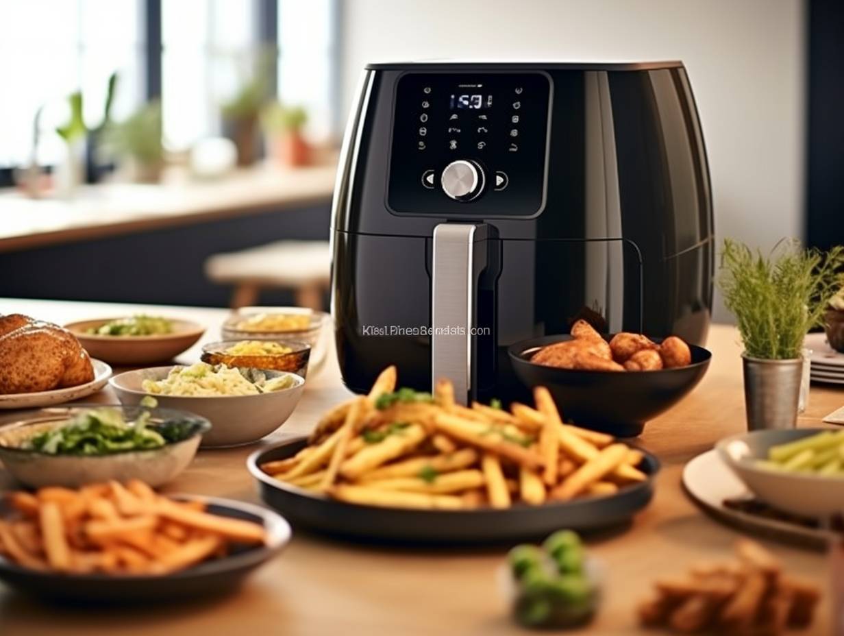 A side-by-side comparison of the Aldi Air Fryer and Philips Air Fryer. The Aldi Air Fryer features a digital control panel, spacious cooking capacity, and multiple cooking modes. The Philips Air Fryer showcases a sleek design, advanced temperature control, and versatile cooking presets.