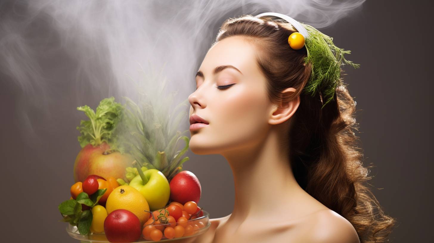 Person using an air fryer to cook healthy fruits and vegetables, promoting clear and radiant skin