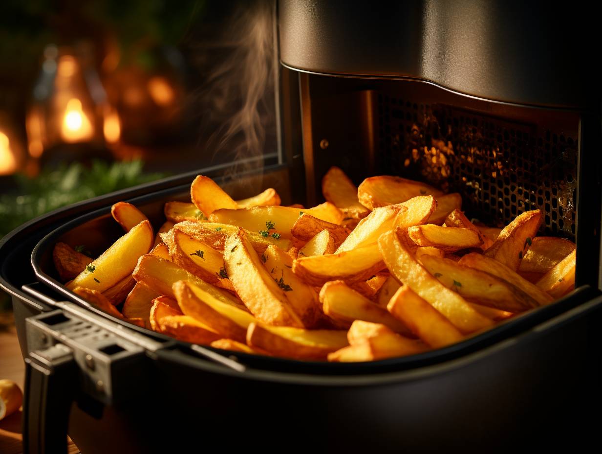 Two perfectly golden crispy fries, one cooked using Dash Air Fryer and the other using Philips Airfryer, showcasing their texture, color, and overall presentation.