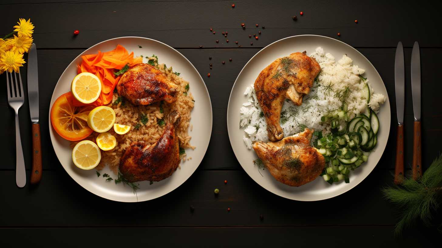 Side-by-side comparison of a dish cooked without an air fryer liner (left) and the same dish cooked with an air fryer liner (right). The dish without the liner appears to be less crispy and cooked unevenly, while the dish with the liner has a golden and crispy texture, evenly cooked throughout.