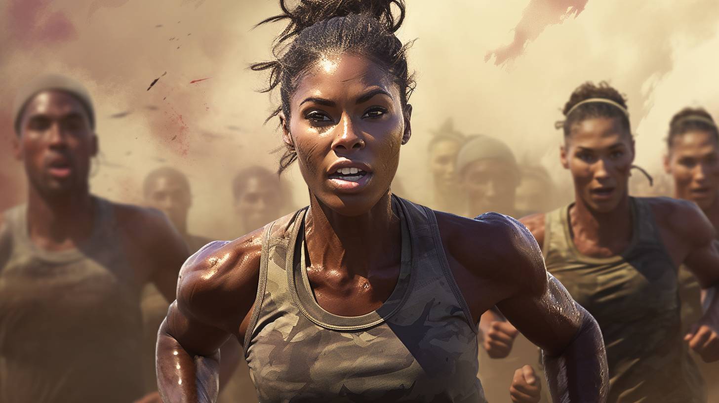 Diverse group of individuals sweating and working out intensely during a boot camp session.