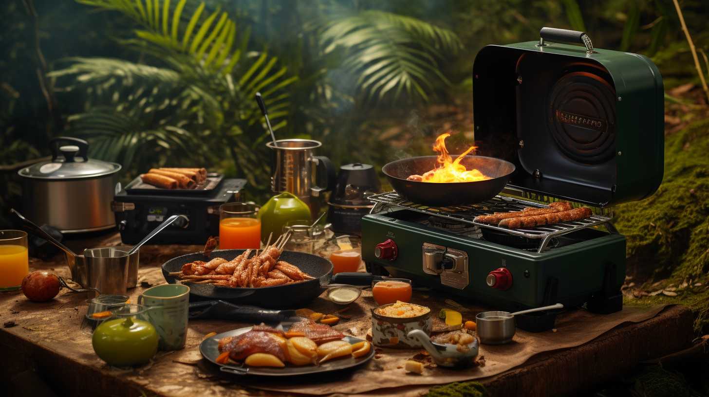 Bunnings extensive range of portable stoves and cooking equipment for camping enthusiasts, featuring compact stoves, lightweight cookware, and practical utensils, offering convenience and adventure.