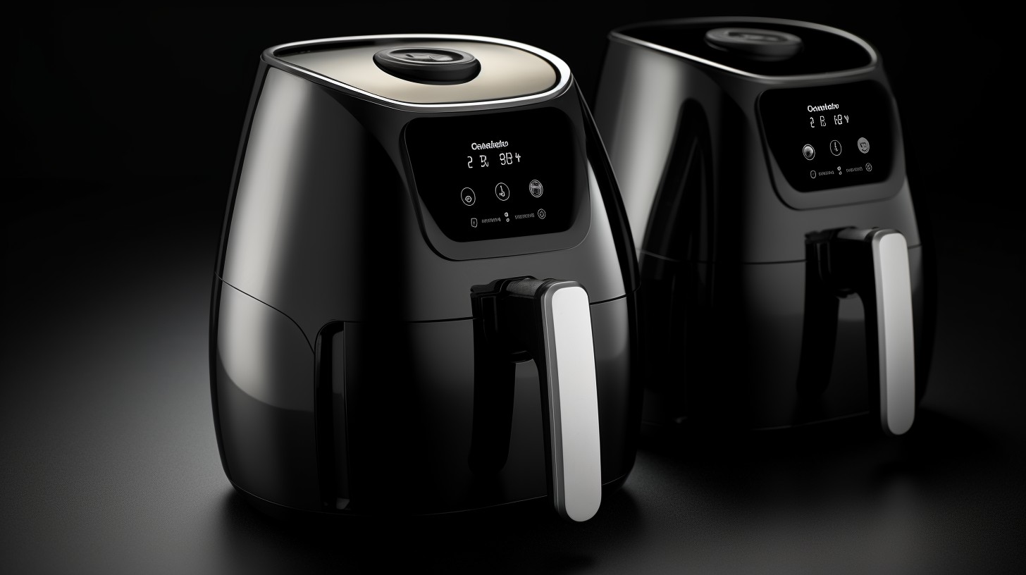 Side by side comparison of the Gourmia Air Fryer and Power Airfryer XL control panels. The sleek control panels feature temperature settings, cooking modes, and digital displays.