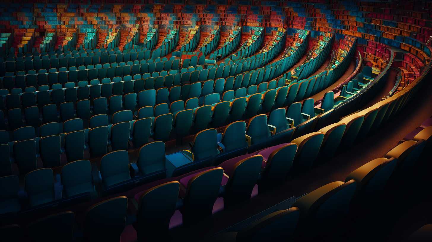 Intricate seating arrangement at Camp Nou with vivid colors and numerical patterns