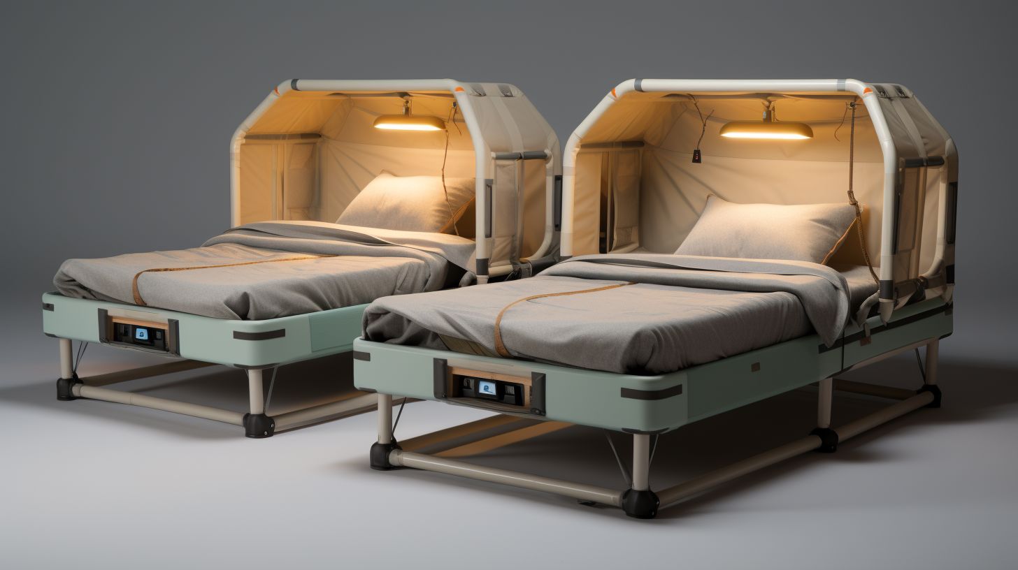 Various camp bed types showcasing plush foam padding, adjustable air chambers, and supportive coil springs for easy evaluation of comfort levels.