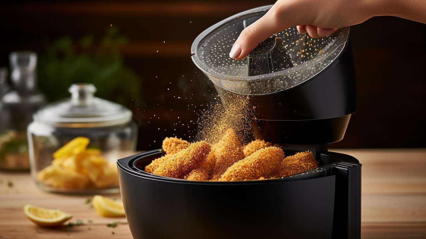 Step-by-step process of breading and coating in air fryer recipes