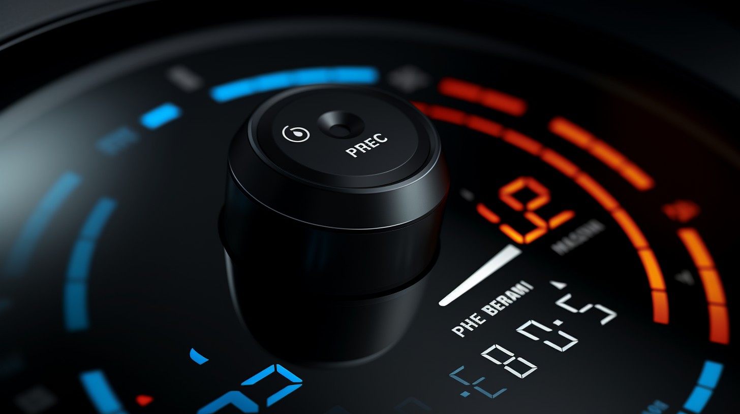 Close-up of Philips Air Fryer control panel showing temperature dial and buttons with clear labels indicating the temperature range.