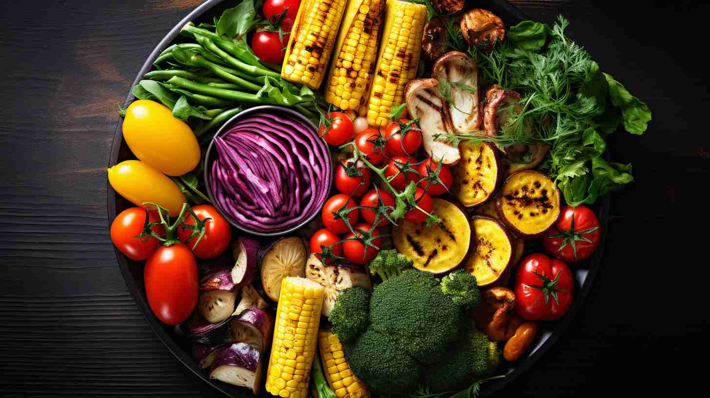 Assortment of colorful vegetables and lean proteins being prepared in an air fryer, showcasing their golden, crispy texture and promoting a sense of health and vitality.