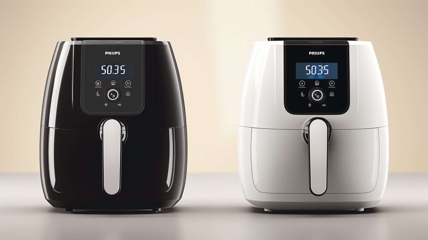 Side by side comparison of Midea Air Fryer and Philips Airfryer, showcasing their sleek designs, intuitive controls, and versatile cooking options.