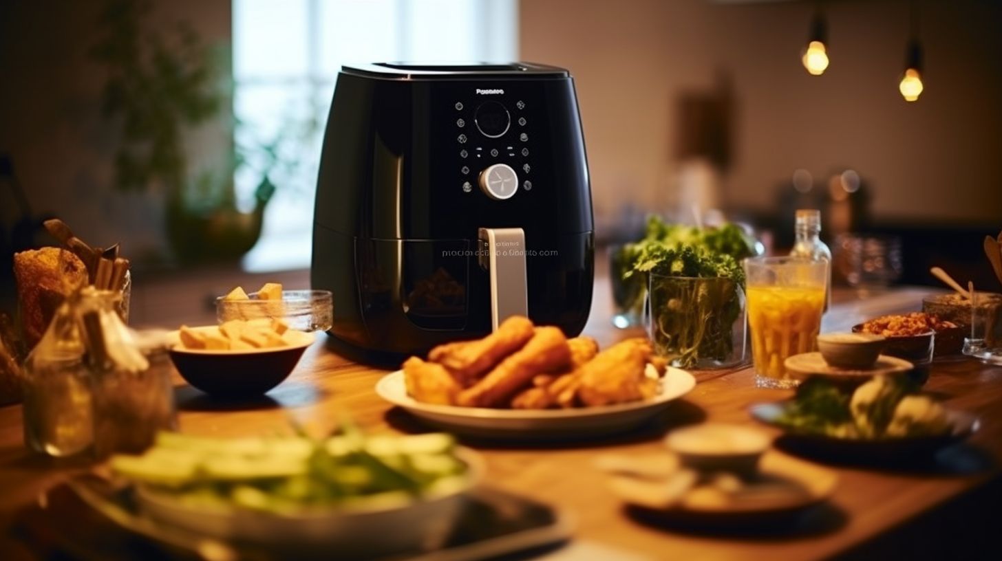 Comparison of Russell Hobbs Air Fryer (left) and Philips Airfryer (right) showcasing their sleek designs, precise temperature control, and innovative features like rapid hot air circulation for crispy and healthy meals.