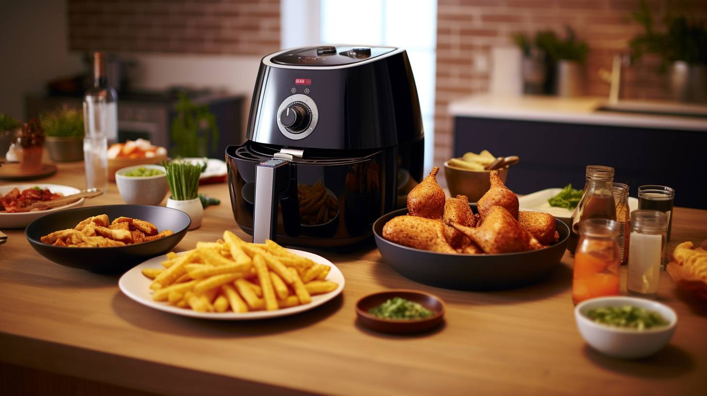 Side-by-side comparison of the Usha Air Fryer and the Philips Airfryer showcasing their sleek designs, digital touch controls, and spacious cooking baskets.