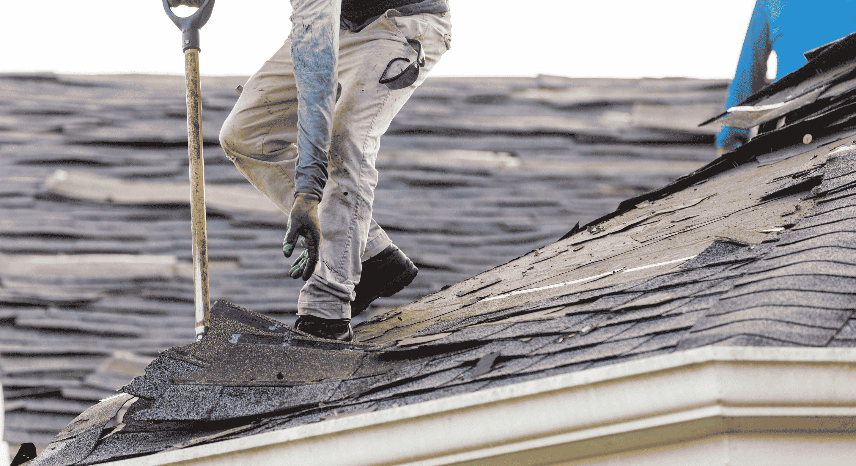 man standing on roof