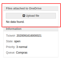 Widget OneDrive customer screen