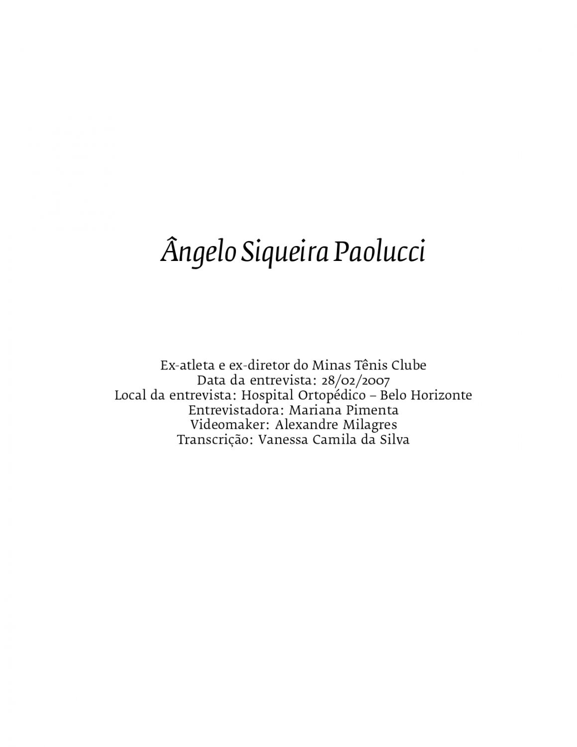 Acervo Arquivístico - Ângelo Siqueira Paolucci - Projeto Memória