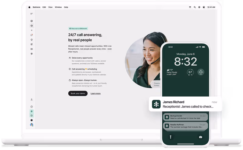 live receptionist in-app