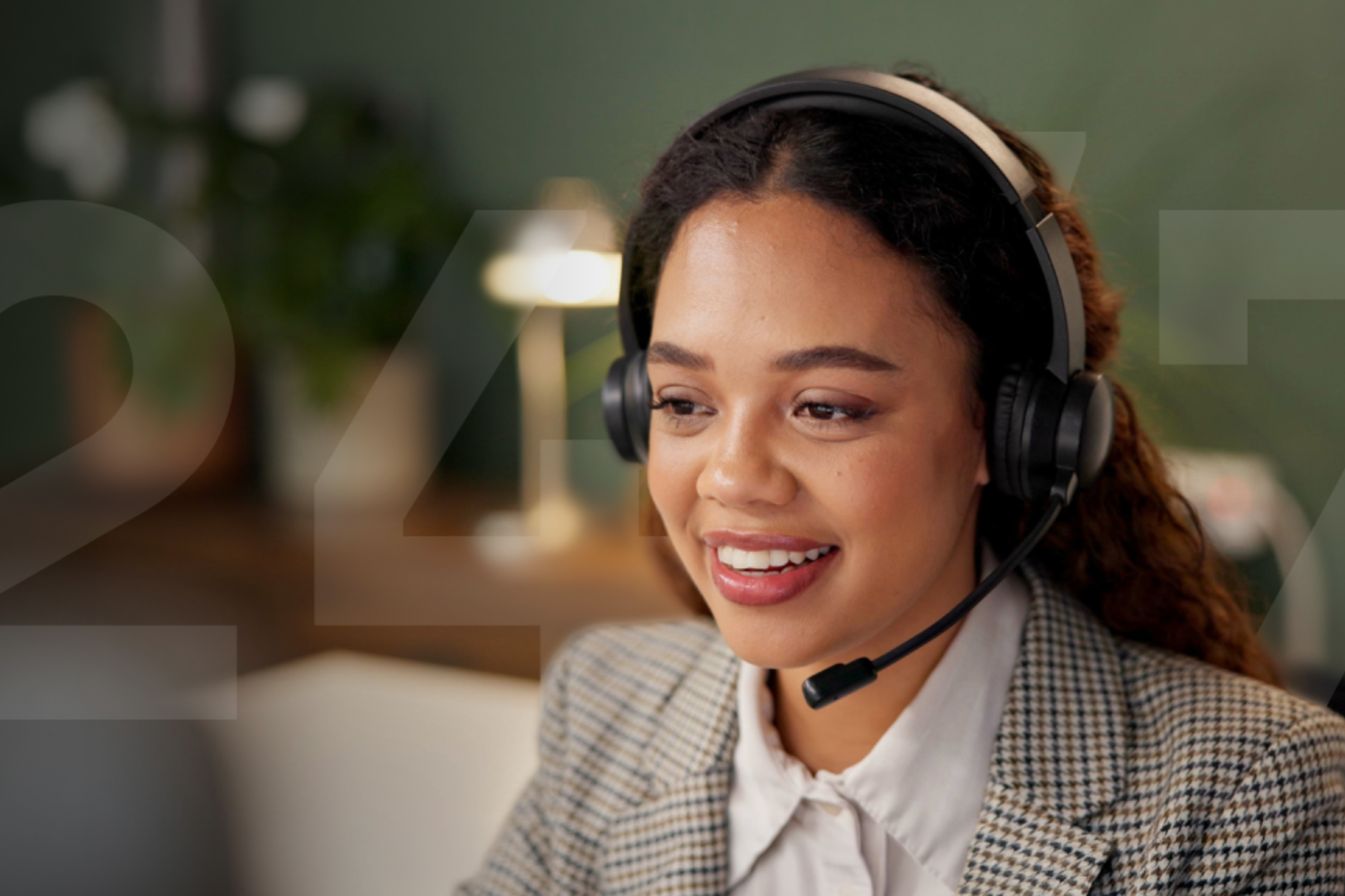 woman with headset on