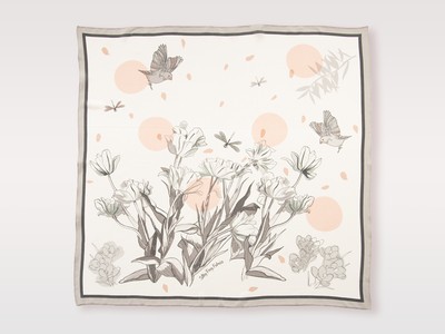 White Tulips with Birds Scarf