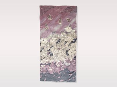 Purple Wildflowers with Birds Scarf