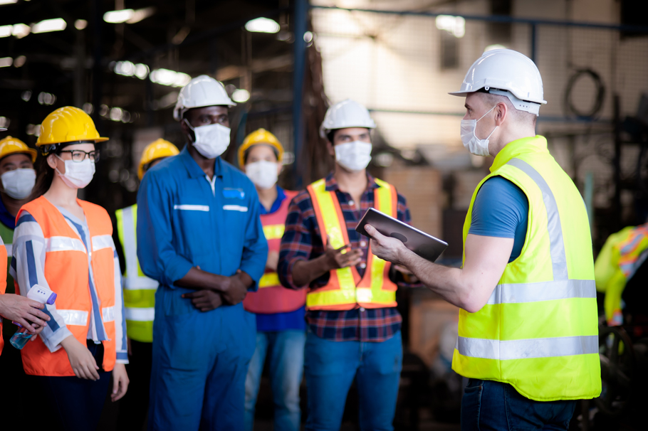 industrial employees talking industrial employees talking