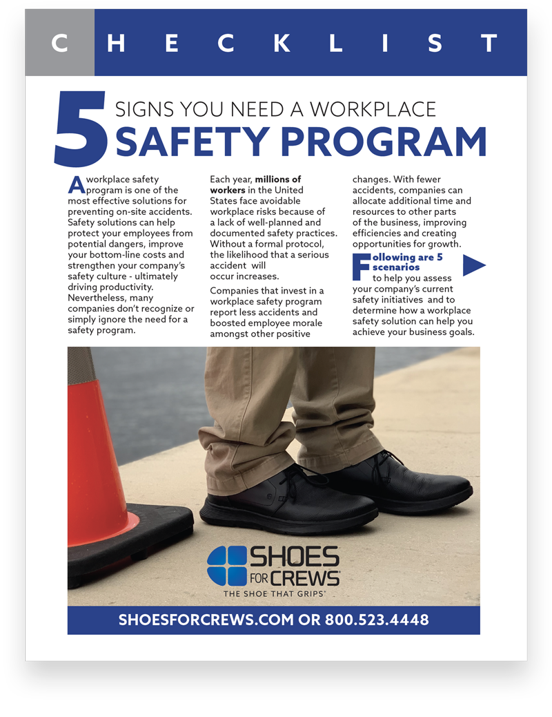 5 safety tips checklist from Shoes For Crews