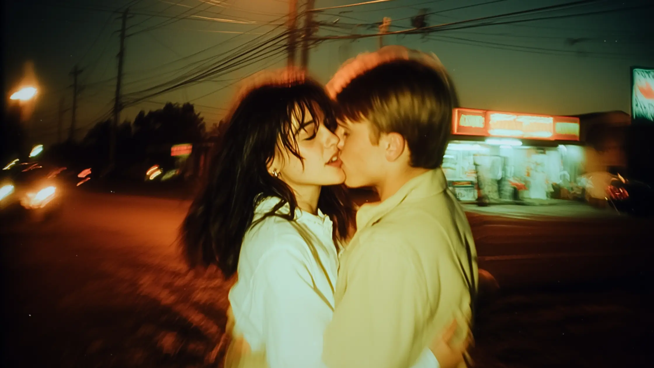 A young couple in a loving embrace