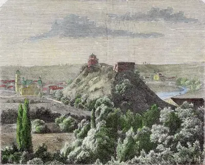 Vilniaus Aukštutinės pilies su išlikusiu Gedimino bokštu vaizdas