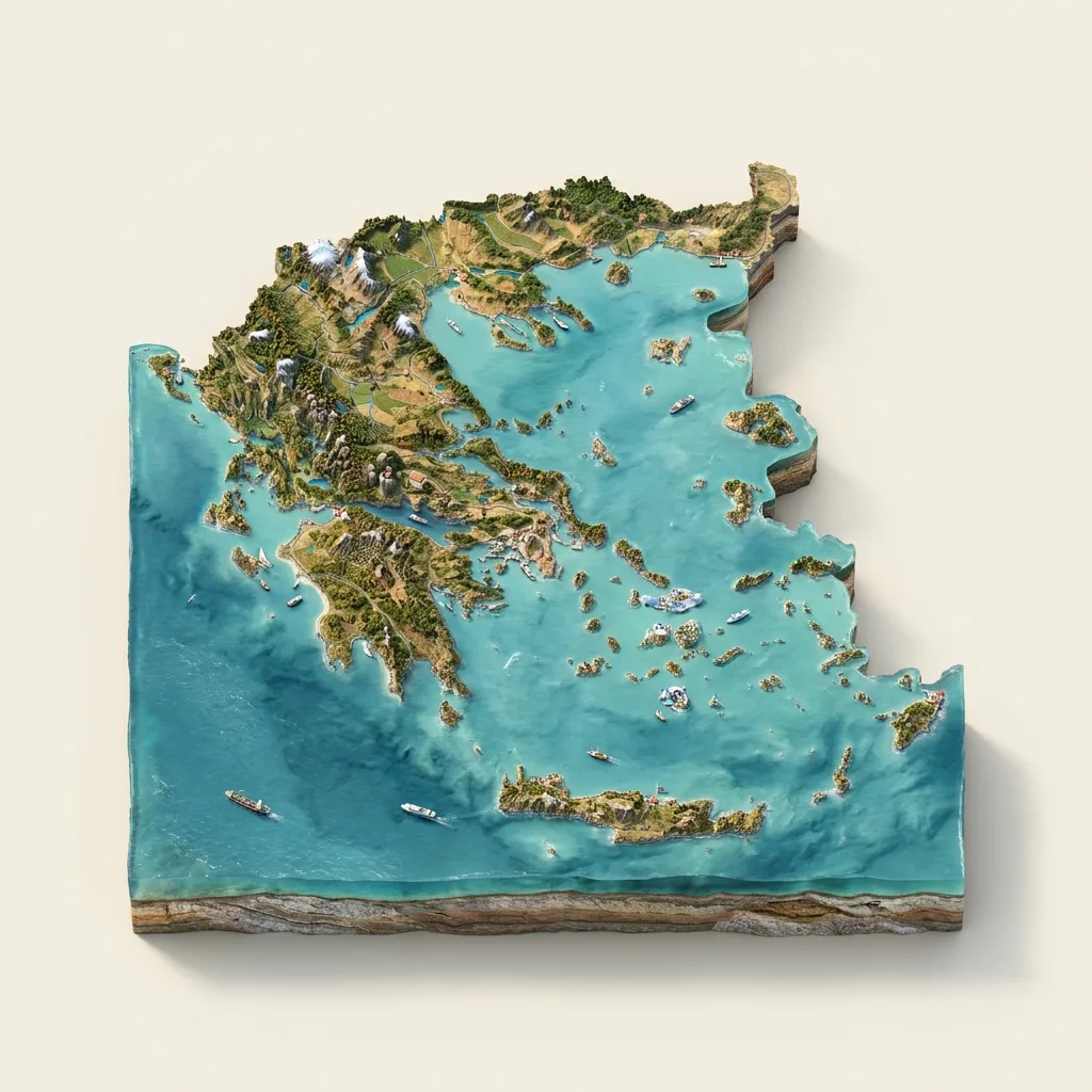 Graikija — 3D žemėlapio diorama