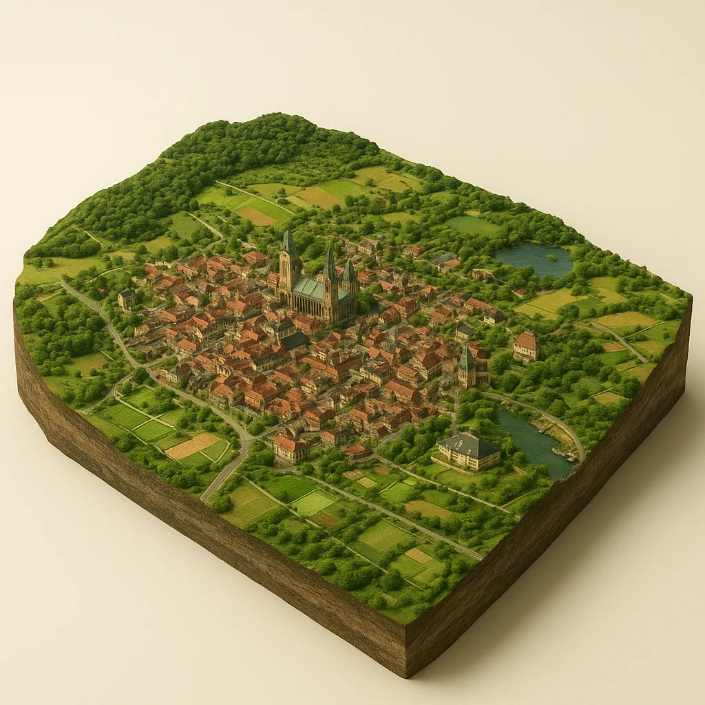 Osnabriukas — 3D žemėlapio diorama su būdingais orientyrais