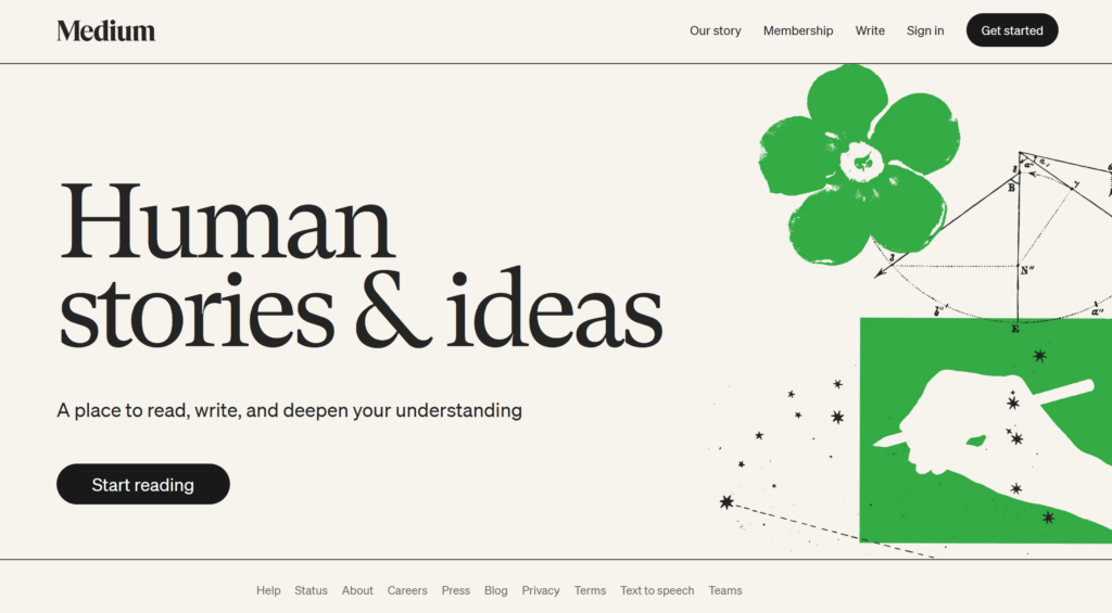 Medium.com homepage.