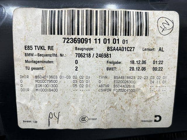 Trim Set BMW Z4 2006 ABA-DU30 72369091100101 — photo 7