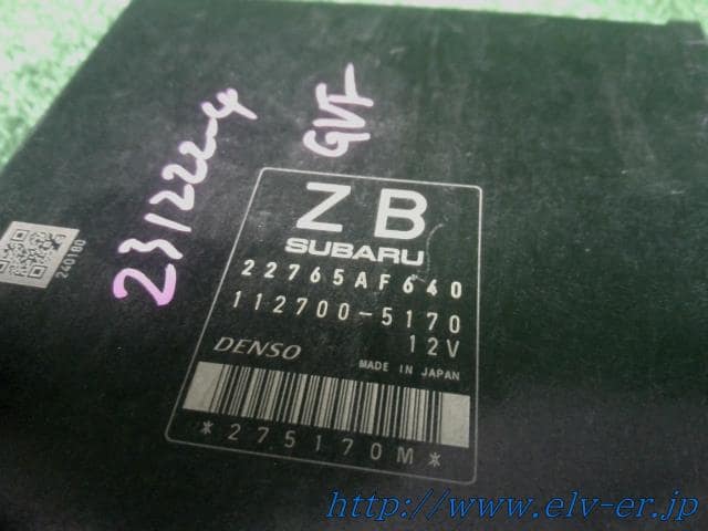 Engine Control Unit SUBARU Impreza 2013 CBA-GVF 22765AF640 — photo 2