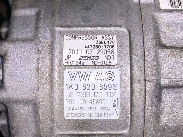A/C Compressor VOLKSWAGEN Golf 2011 DBA-1KCBZ 1K0820859T — photo 6