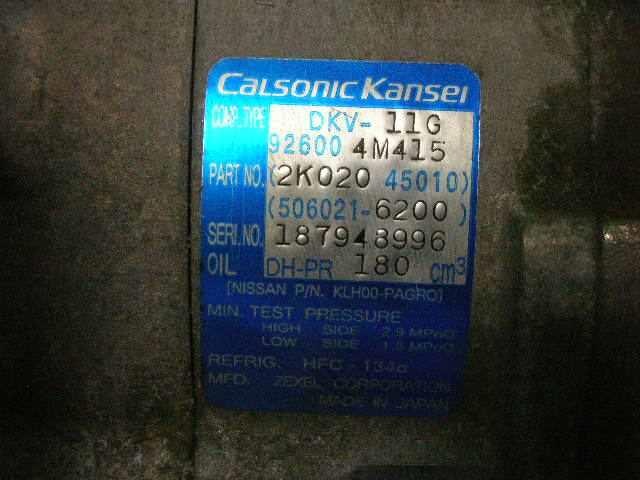 A/C Compressor NISSAN Bluebird Sylphy 2001 TA-FG10 — photo 3