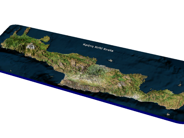 Kriti Kreta Crete
5x vert. exagg. 3d druck reliefkarte reliefmodell georelief geländemodell landschaftsmodell bergmodell gps visualisierung stadtmodell bauplanung windkraft windenergie drohne