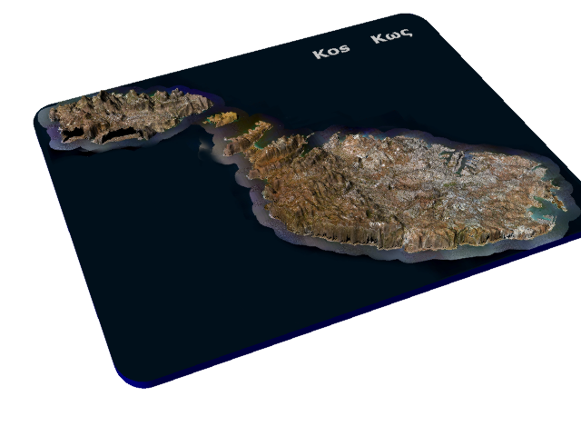 Kos
10x vert. exagg. 3d druck reliefkarte reliefmodell georelief geländemodell landschaftsmodell bergmodell gps visualisierung stadtmodell bauplanung windkraft windenergie drohne