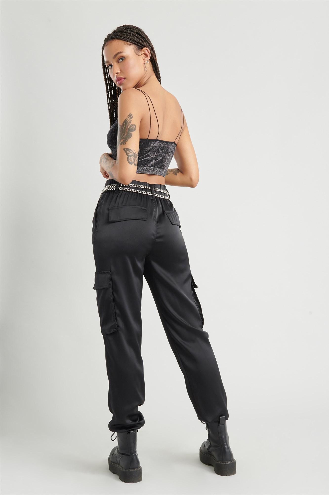 Satin Cargo Pants