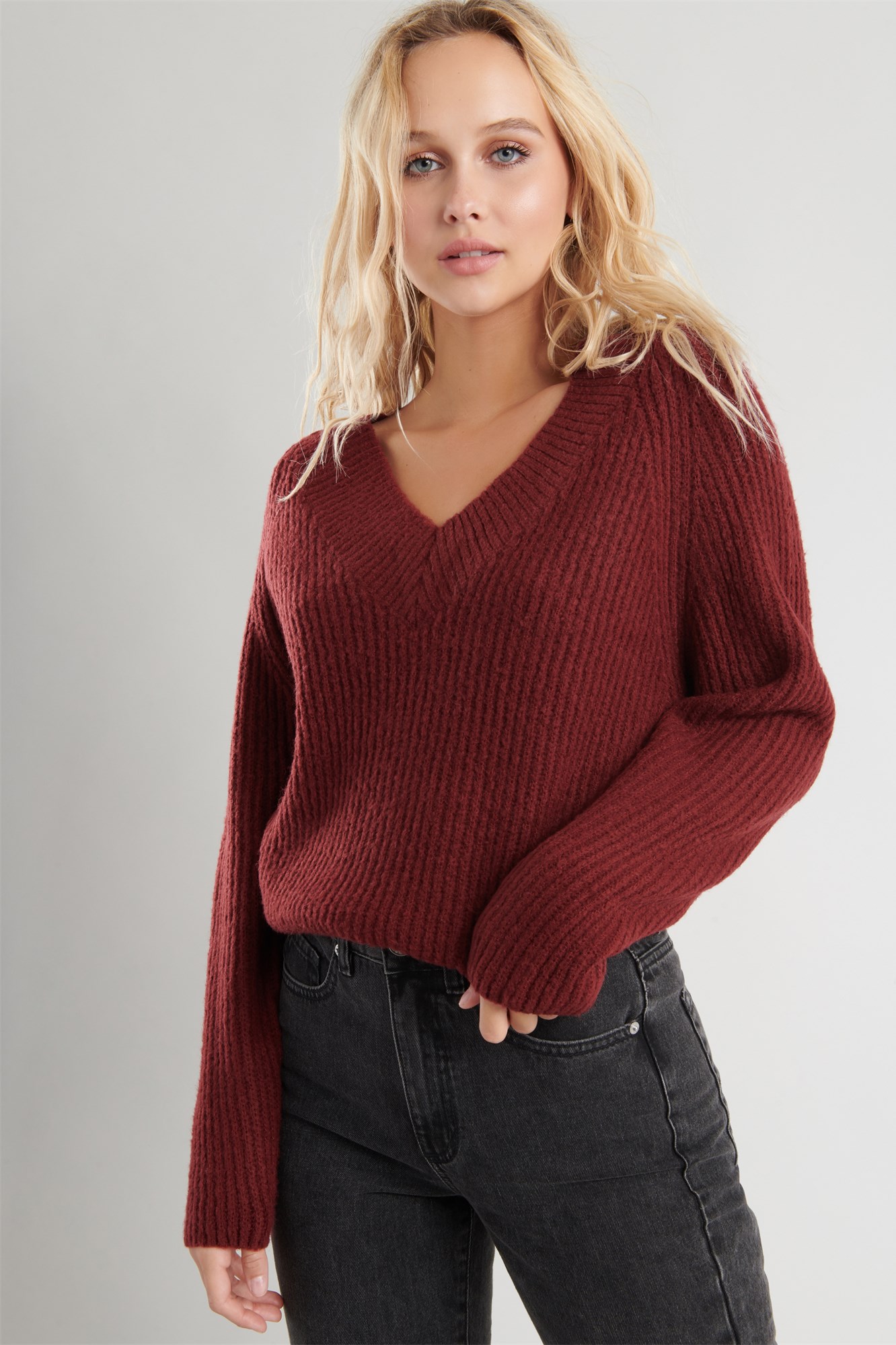 Knitted V-Neck Sweater