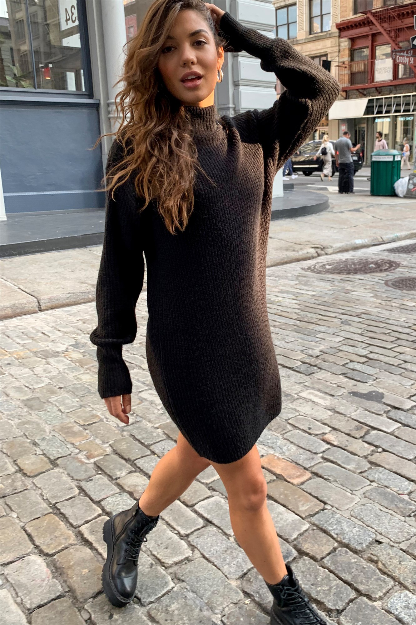 mock neck sweater dress