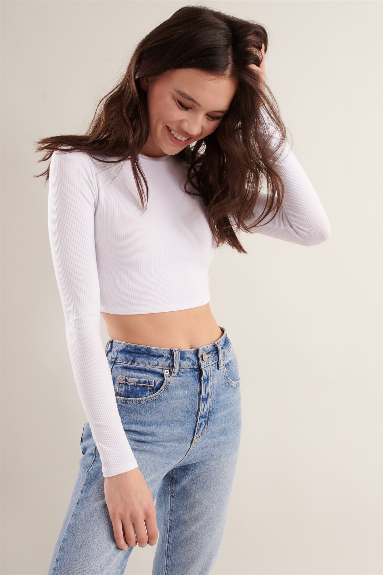 Long Sleeve Ribbed Crop Top